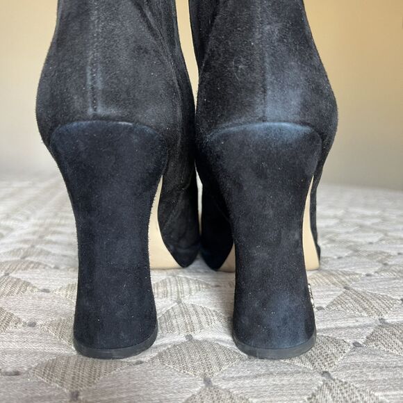 Sam Edelman Jaye Black Suede Heeled Platform Boots Booties Women’s 6 Side Zip - Picture 12 of 16